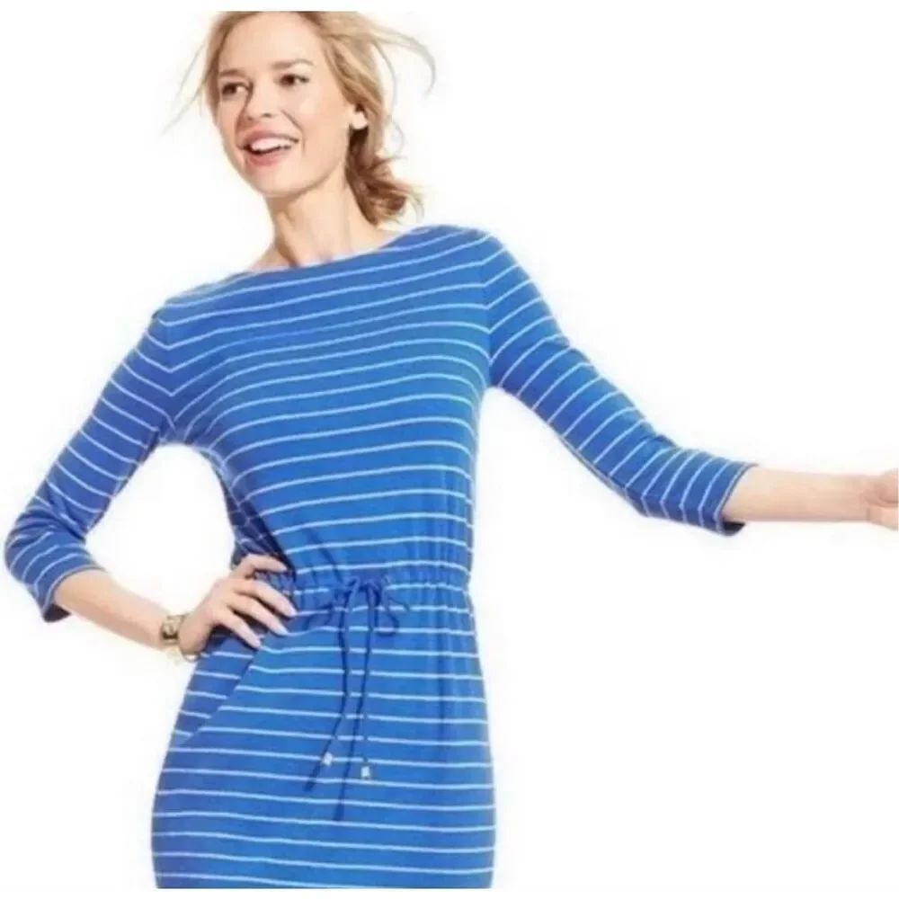 Womens Charter Club Boatneck Nautical Striped Sailing Dress - Sz L Petite LP
